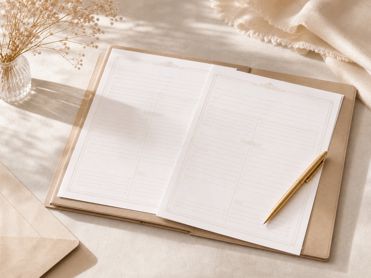 Organized Thai marriage document translation on an ivory desk