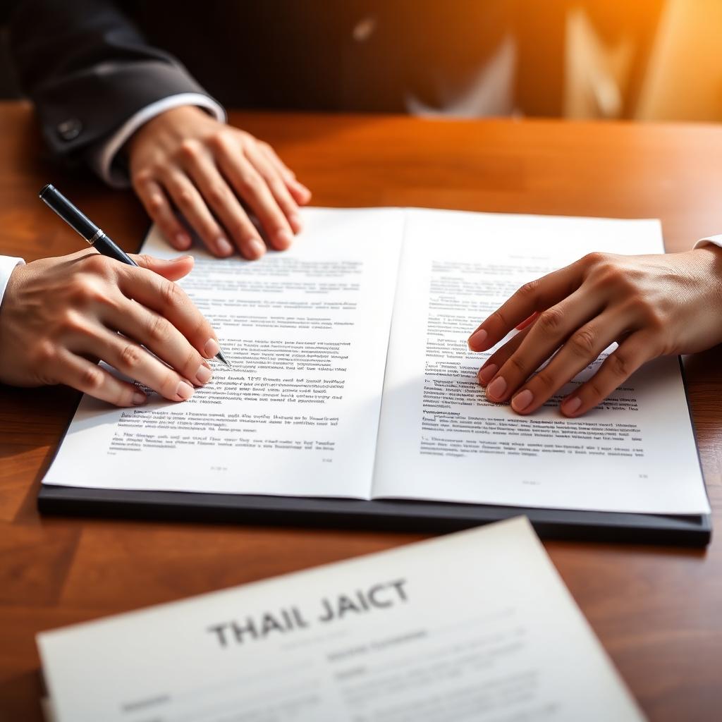 Couple signing a Thai prenuptial agreement